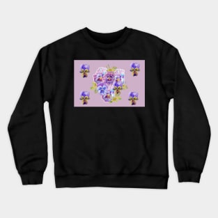 Shabby Chic Purple Pansy floral Pattern Crewneck Sweatshirt